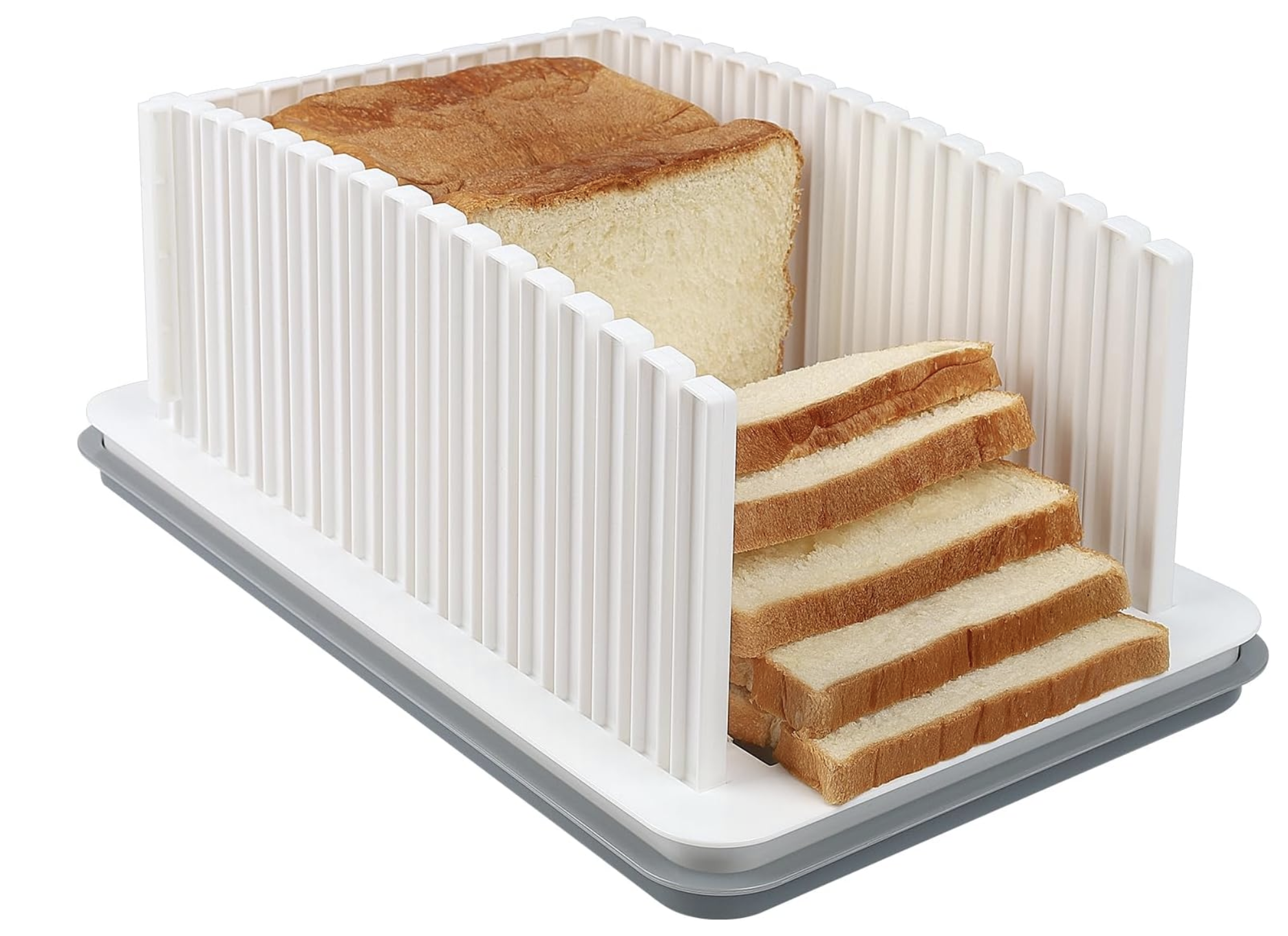 Suport pentru paine cu tavita si ghid de feliere cu latime reglabila